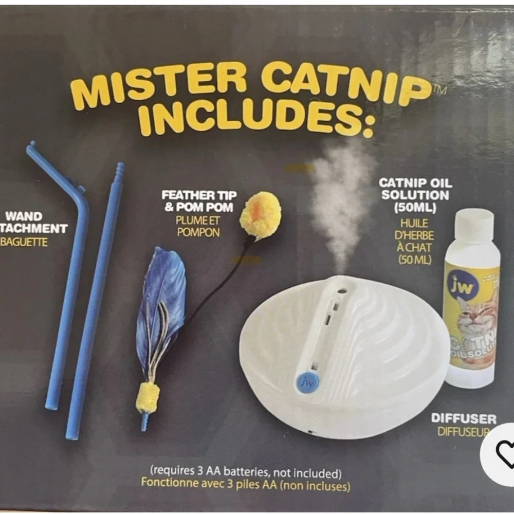JW Mister Catnip Cat Feather Toy with Automatic Catnip Diffuser - White